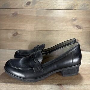dansko danica women size 41 shoe black leather slip on comfort block heel loafer
